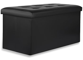 Стеганый пуф с ящиком для хранения 80x40 см, черный