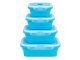 Collapsible Silicone Food Storage Containers Set of 4, Blue