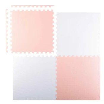 Ricokids Large Foam Puzzle Play Mat, 60x60 cm, 4 Pcs, Peach/White
