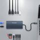 USB-C Hub 14 in 1 Wozinsky WDS03Y5S Multifunctional, Aluminum, 3 Monitors, with 15 cm Cable - Gray