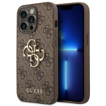 Guess 4G Big Metal Logo Case for iPhone 14 Pro Brown