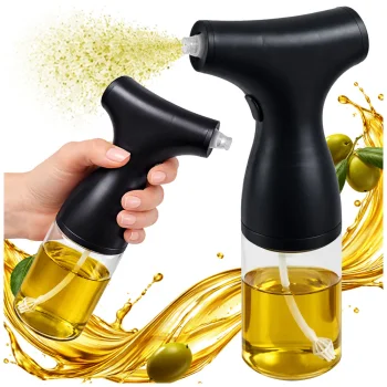Electric Olive Oil Sprayer 200ml Glass Dispenser USB Rechargeable, Black