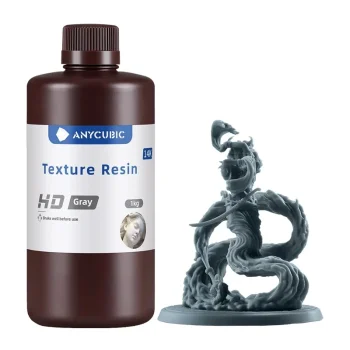 ANYCUBIC Texture Resin HD 3D Printer Photopolymer Resin 1 kg, Gray