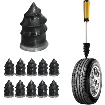 Tire Repair Kit 10x Vulcanization Screws Size L 6.8x12.7mm Black