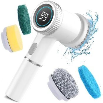Bezvadu elektriskā tīrīšanas birste 5-in-1 virtuvei un vannasistabai
