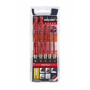 Alpen Profi Multicut ATM 5 Multi-Purpose Drill Bit Set, 1/4" Hex, 4-10 mm, 5-Piece