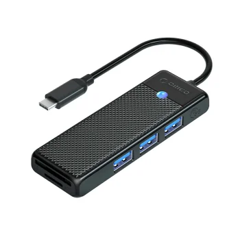 Orico PAPW3AT-U3 USB Hub with 3x USB-A 3.0 and microSD/SD Card Reader, 1.8m, Black