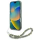 Guess iPhone 16 Pro Max Case IML Flowers Allover Electro with Pearl Strap, Green