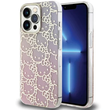 Hello Kitty iPhone 13 Pro Max Case IML Gradient Electrop Crowded Kitty Head, Pink