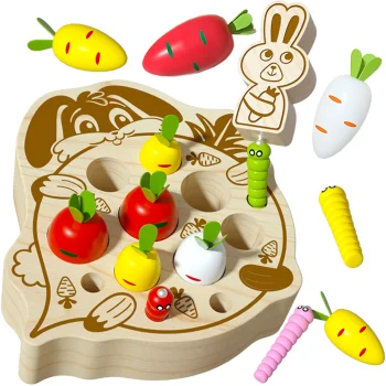 Bakalu Wooden Magnetic Skill Game Rabbit and Carrots KZ0961