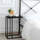 C Shaped Side Table for Laptop Faux Marble End Table for Couch ModernHome, Black