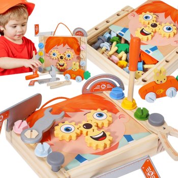 Kids Wooden Tool Set with Toolbox DIY Workshop Kit Jhtoy-577