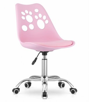 Swivel Home Office Desk Chair PRINT Faux Leather with Chrome Base, Pink
