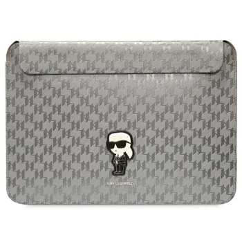 Karl Lagerfeld Saffiano Monogram Ikonik 14" Laptop Sleeve, Silver