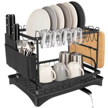 Zortiva Two-Tier Dish Drying Rack 42 x 30 x 31.5 cm, Black