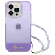 Guess Translucent Pearl Strap Case for iPhone 14 Pro, Violet