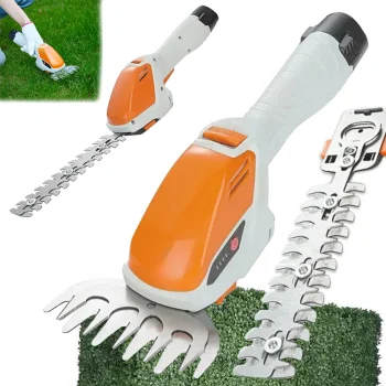 Cordless Grass and Shrub Shears 2-in-1, White/Orange