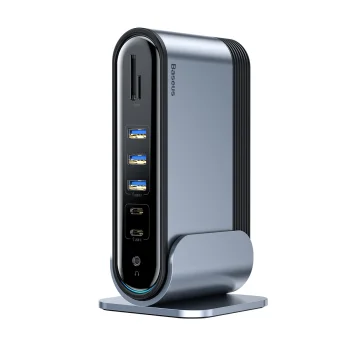 HUB Baseus CAHUB-DG0G 3x USB 3.2 Gen 1 / 2x USB-A / 2x USB-C / SD card reader, micro SD / AUX / 3x HDMI / RJ45 PD 100W...