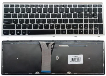 Keyboard for Lenovo Z510, with Backlight, Frame, US, Black/Silver