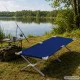 Folding Camping Bed with Carry Bag, Dark Blue