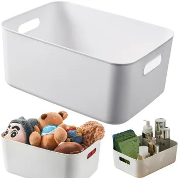 Storage Container Organizer Basket with Handles 18x25 cm, White