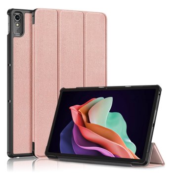 Lenovo Tab P11 Gen 2 (TB350FU) Trifold Stand PU Leather Hard Protective Cover Case, Rose Gold
