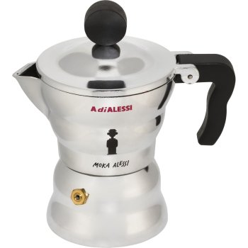 Гейзерная кофеварка Alessi Moka AAM33/1, 1 чашка, серебристый/черный