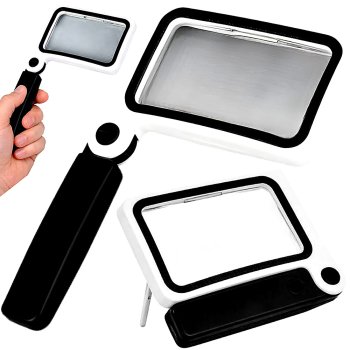 Magnifying Glass with Light LED16 Folding 3.5x Reading Magnifier, White-Black
