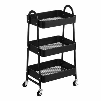 3-Tier Rolling Cart Mobile Storage Organizer, Black