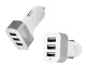 Car Charger with 3x USB Ports (1.1A, 2.1A, 3.1A), White/Silver