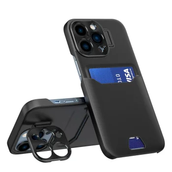 Hurtel Leather Stand Case for iPhone 14 Pro Max, Black