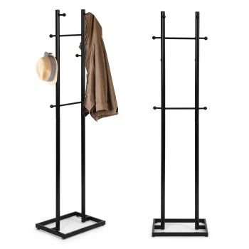 ModernHome Coat Rack Stand with 8 Hooks, 175 cm Metal Hall Tree for Entryway, black