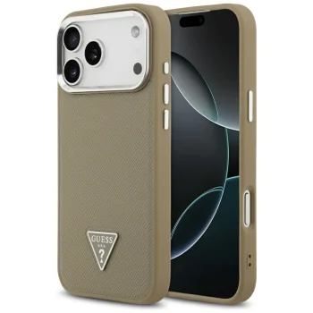 Guess Grained Triangle Logo MagSafe Phone Case Cover iPhone 17 Pro Max - brown
