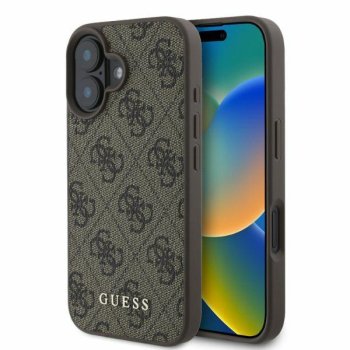 Guess 4G Classic Case for iPhone 16, Brown