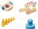 Attīstošā Koka Rotaļlieta Mīkla Formu Šķirotājs \"Cilindri\", Daudzkrāsains | Educational Wooden Toy Shape...