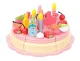 Kids Toy Wooden Birthday Party Cake with Accessories Pretend Food Set, 48 pcs.