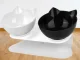 Double Pet Bowl on Stand for Cats and Dogs 2x400ml, Black and White