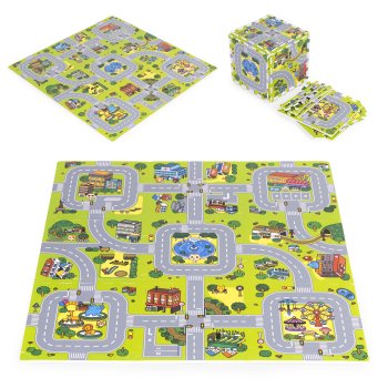 Foam Puzzle Play Mat for Kids City Road 90.5x90.5 cm 21 pcs ECOTOYS