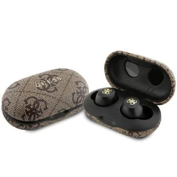 Belaidės ausinės Guess 4G Metal TWS Bluetooth ENC, rudos