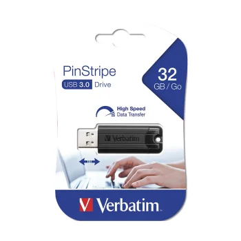 Verbatim Store n Go Pinstripe USB Flash Drive, 32GB, Black
