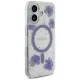 Guess Resin Flowers Glitter MagSafe Case for iPhone 16 Purple