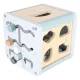 Wooden Educational Activity Cube 5-in-1 with Motor Loop and Sorter, Blue
