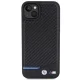 BMW iPhone 15 Plus Case Leather Carbon, Black