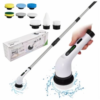 Elektriskā rotējošā birste 9in1 bezvadu tīrīšanai ar 9 uzgaļiem