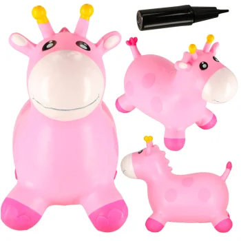 Kids Rubber Bouncy Toy with Pump, Pink Giraffe