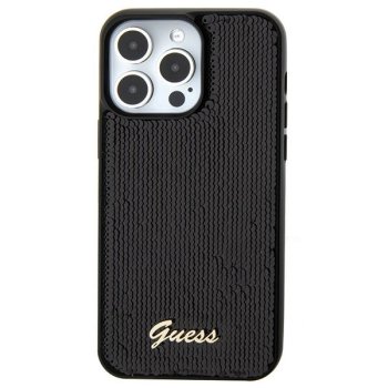 Guess Sequin Script Metal case for iPhone 15 - black