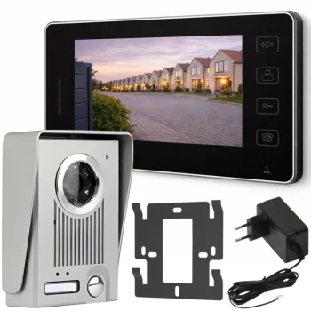 Wired Video Intercom System with LCD Monitor and Night Vision, black