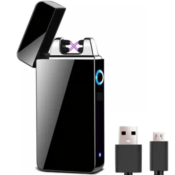 Compact Plasma Lighter with USB Charging, Black