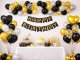 Birthday Party Balloon Set with Confetti Hearts 18 pcs, black gold