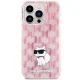 Karl Lagerfeld Monogram Choupette Case for iPhone 15 Pro, Pink